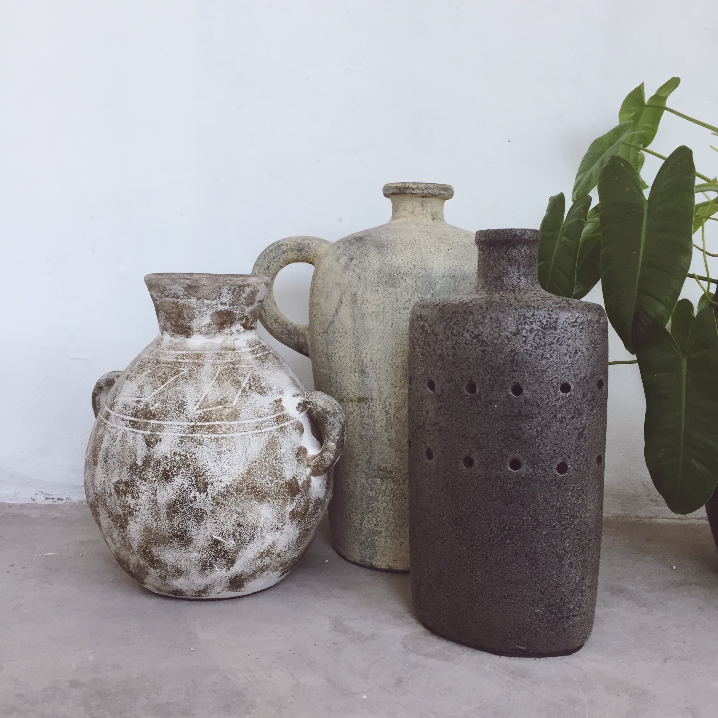 Handmade ceramic vases at Tropis Canggu, Bali